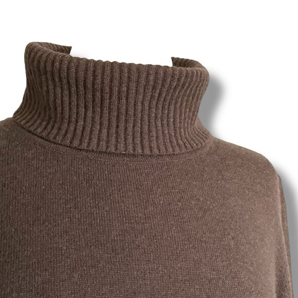 Escada Womens Sweater Sz Large Brown Wool Cashmere Blend Turtleneck Luxury Knit - Picture 4 of 8